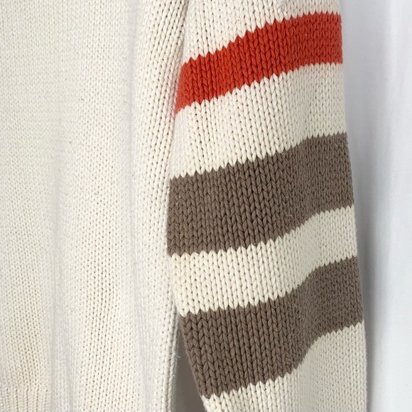 Ralph Lauren Womens Cream Sweater with Striped Sleeve Size Medium - Picture 4 of 8